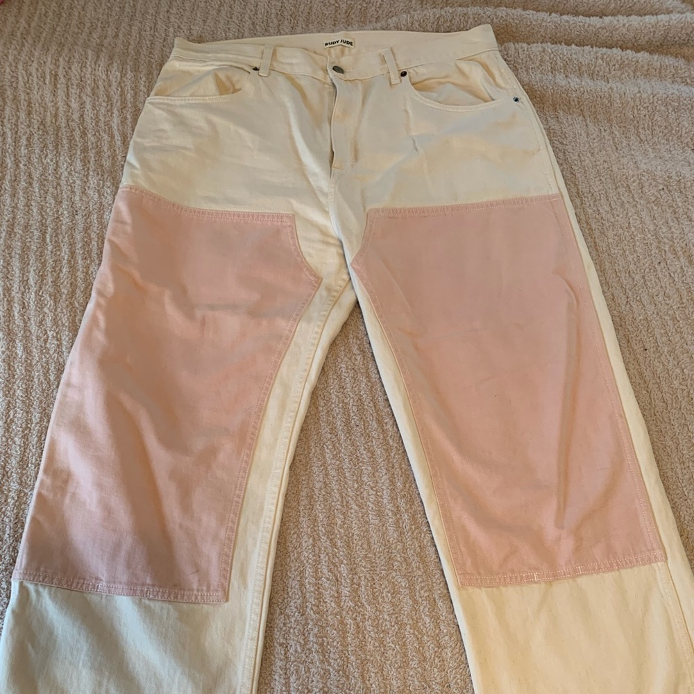 Rudy Jude Utility Jeans Pink Colorblock, size 7